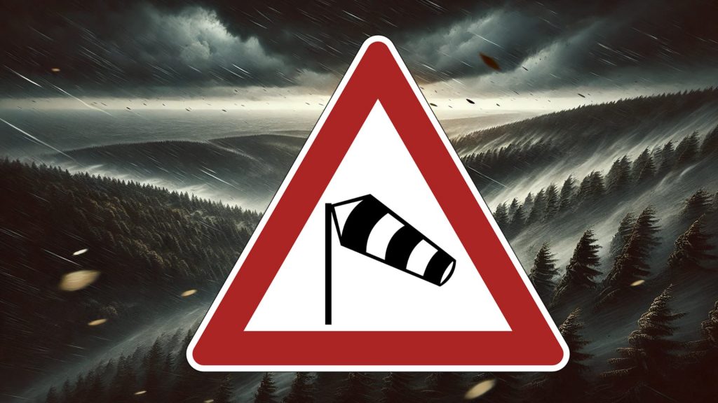 Schild mit Stumwarnung