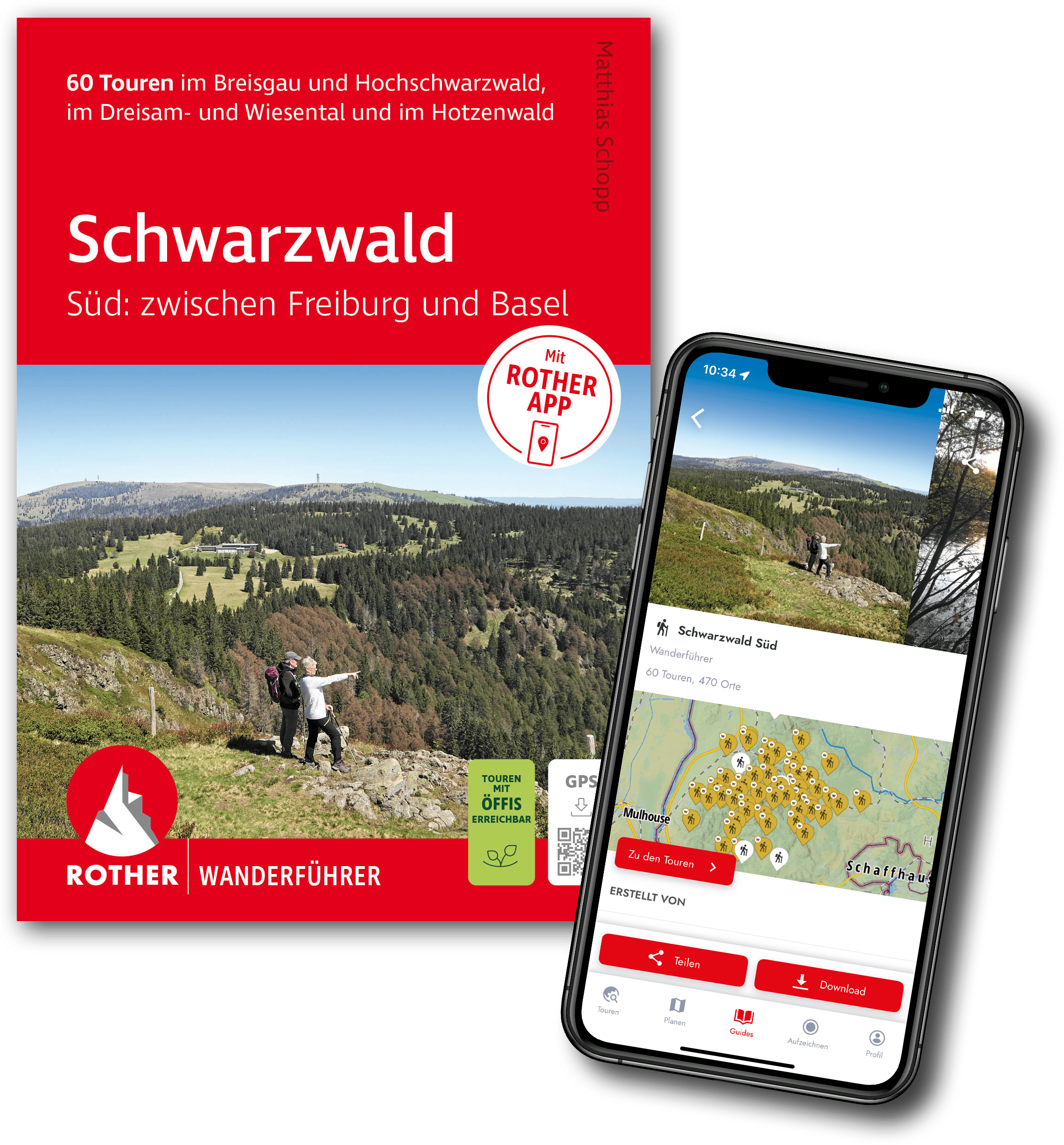 Rother Wanderführer Schwarzwald Süd und Rother App